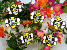 Load image into Gallery viewer, Bee Pronoun Pins
