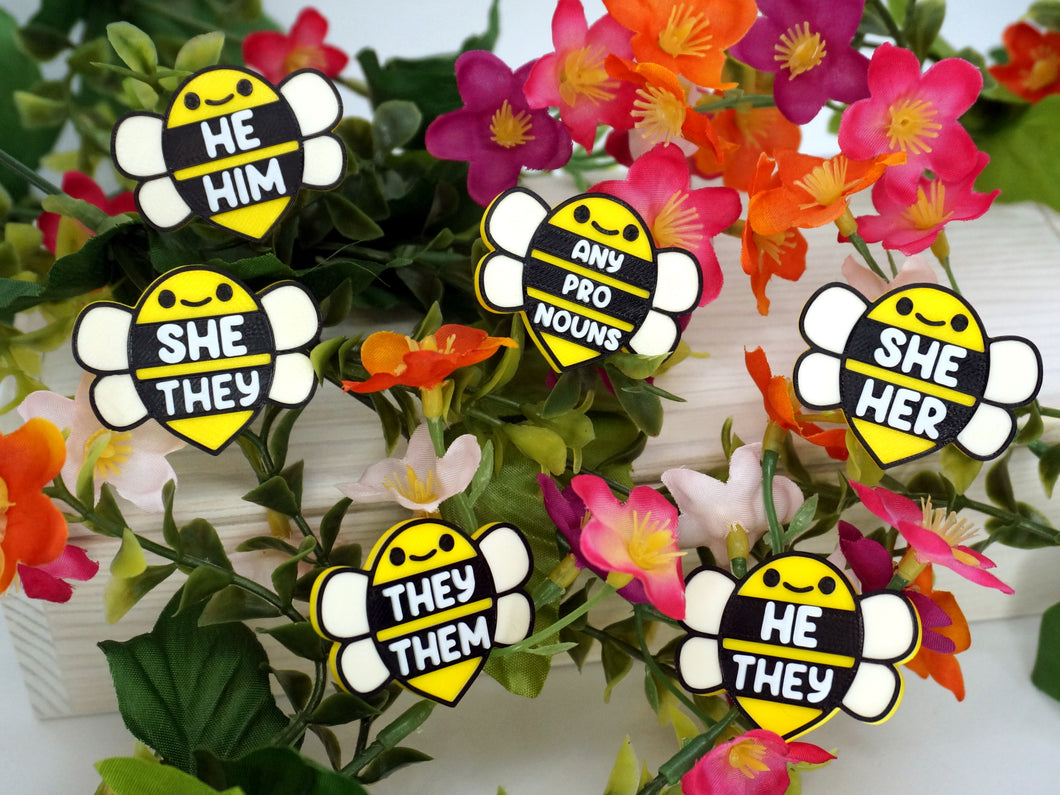 Bee Pronoun Pins