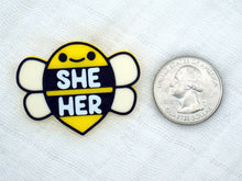 Load image into Gallery viewer, Bee Pronoun Pins
