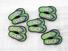 Load image into Gallery viewer, Flip Flop Pronoun Pins
