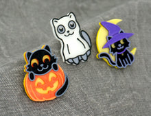 Load image into Gallery viewer, Halloween Cat Pins *GLOW in the DARK*
