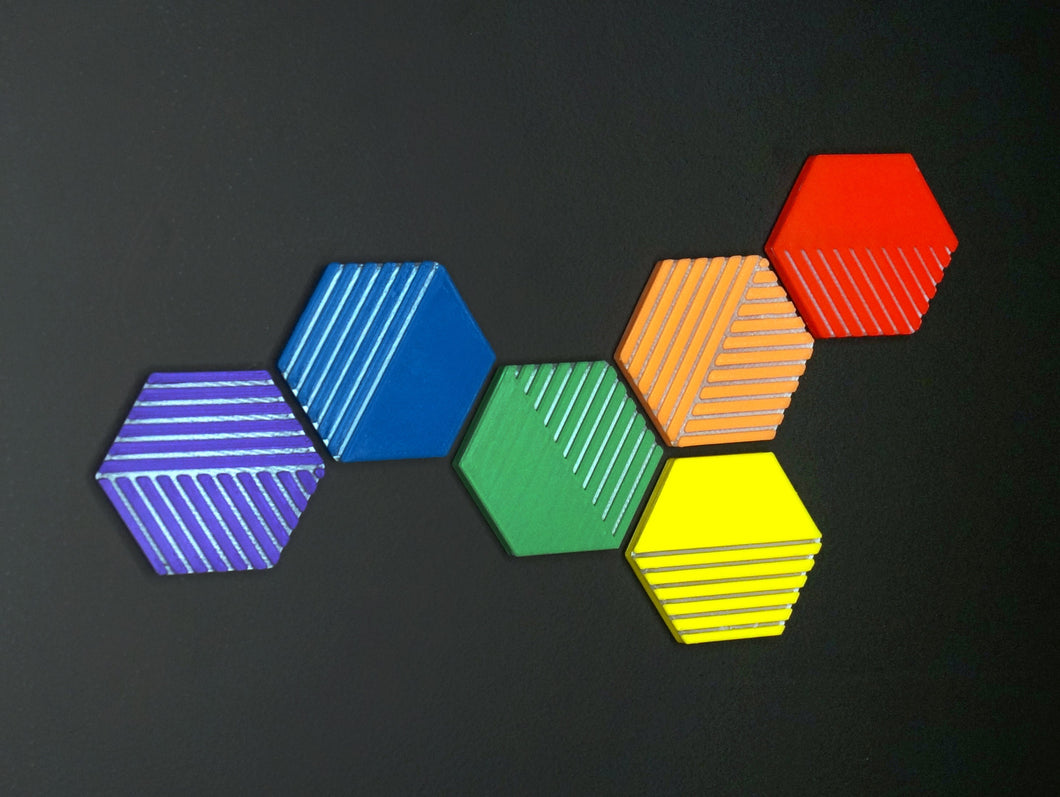 Rainbow Hex Fridge Magnets - Set of 6