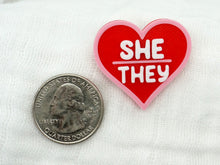 Load image into Gallery viewer, Heart Pronoun Pins
