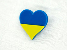 Load image into Gallery viewer, Stand With Ukraine Heart Pin
