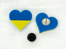 Load image into Gallery viewer, Stand With Ukraine Heart Pin
