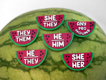 Load image into Gallery viewer, Watermelon Pronoun Pins
